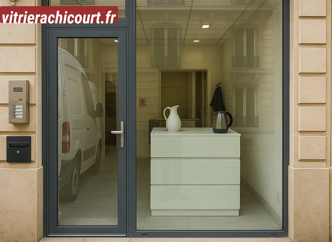 Façade vitrine de magasin en aluminium sur mesure à Achicourt